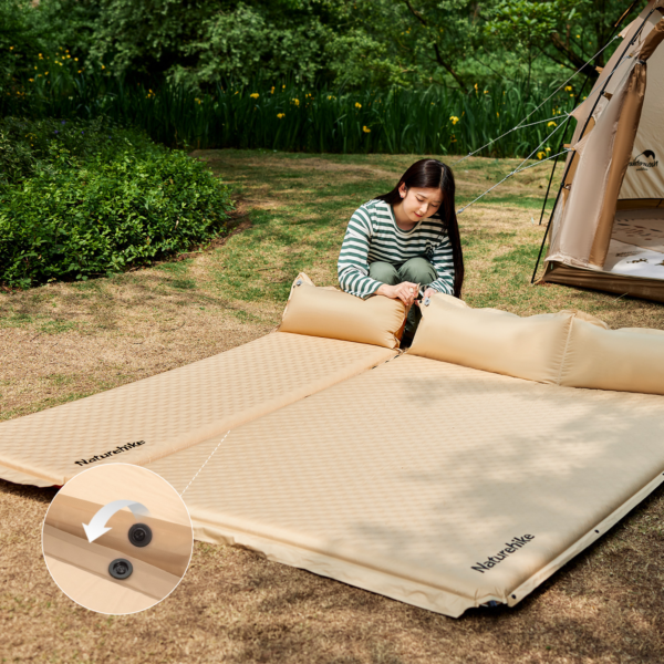 Naturehike Serie-D01 colchoneta inflable portátil para acampar al aire libre con almohadilla para dormir individual/doble, autoinflable Pillow-D01 con esterilla, 6cm de altura