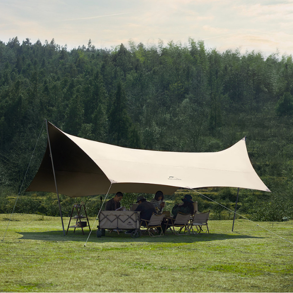 Naturehike Glacier 2.0 150D Toldo, protector solar de caucho negro titanio y toldo octogonal impermeable con postes de tienda