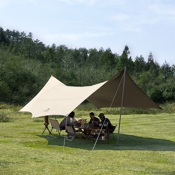 Naturehike Glacier 2.0 150D Toldo, protector solar de caucho negro titanio y toldo octogonal impermeable con postes de tienda