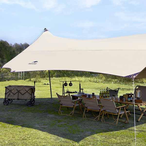 Naturehike Glacier 2.0 150D Toldo, protector solar de caucho negro titanio y toldo octogonal impermeable con postes de tienda