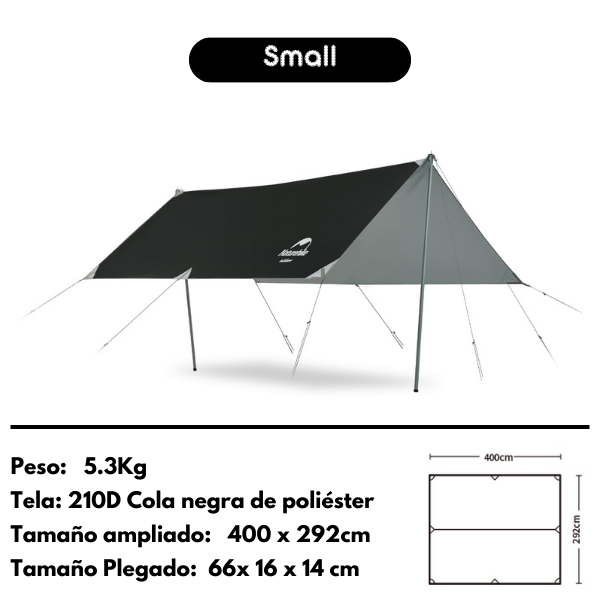 Naturehike Hard Mountain Black Glue Coated Silver, para 4-6 Personas, toldo para acampar, sombra grande, tela de revestimiento de vinilo negro, impermeable UPF50 +