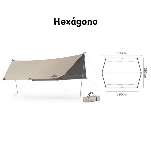 Naturehike Hard Mountain PRO para 4-6 Personas, toldo para acampar, sombra grande, tela de revestimiento de vinilo negro, impermeable UPF50 +
