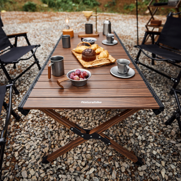 Natruehike Serie-Fangnuo mesa plegable de aleación de aluminio para acampar, mueble portátil para exteriores, barbacoa, jardín, fiesta, comedor, rollo de huevo, 60x125cm