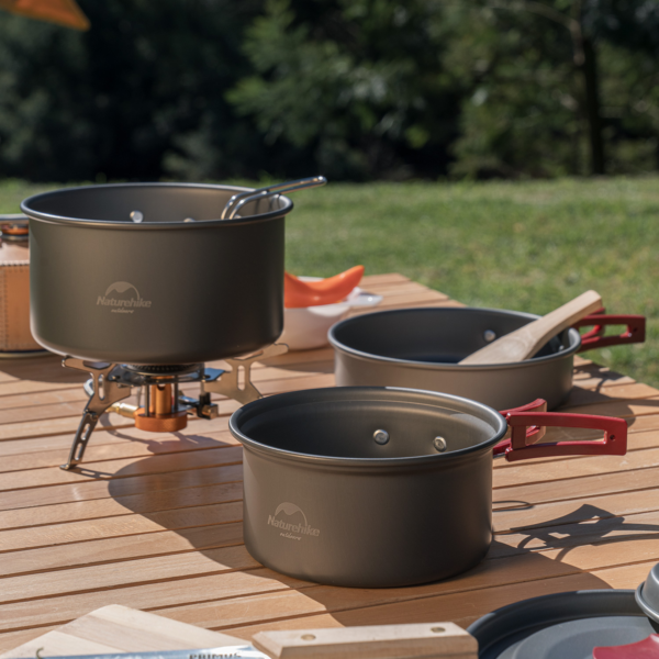 Naturehike Kits de Olla ultraligera para acampar, utensilios de cocina para acampar, vajilla para exteriores, juego de ollas, utensilios de cocina para senderismo, Picnic, viajes, campamento