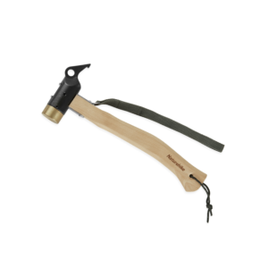 Naturehike Seire-Herramientas, Martillo multifuncional, Martillo de latón con mango de madera maciza para camping al aire libre Martillo de hierro ligero para tienda de viaje Diseño de gancho
