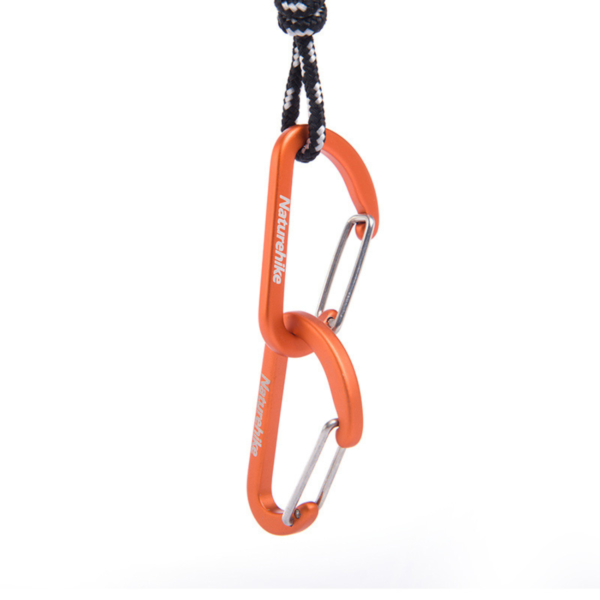 Naturehike Serie-Accesorios Mini Mosquetón para exteriores (Par) , hebillas colgantes, mosquetón de tipo D, hebilla para botella de agua, tienda de campaña, 4cm, llavero multiusos