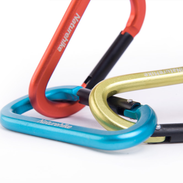 Naturehike Serie-Accesorios Mosquetón de campaña tipo D, 8cm, hebilla colgante multifuncional tipo 8 D sin cerradura, mochila, hebilla colgante rápida, llavero de viaje para acampar