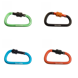 Naturehike Serie-Accesorios Mosquetón tipo D 8CM con cerradura, colgante para botella de agua, accesorios de hebilla de anillo multifuncional, para tienda de campaña