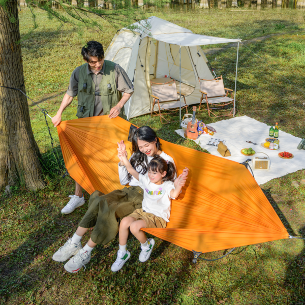 Naturehike Serie-Flyingboat hamaca con barra de flexión para camping, hamaca antideslizante, gran espacio, ocio, doble cuna, cama oscilante para acampar