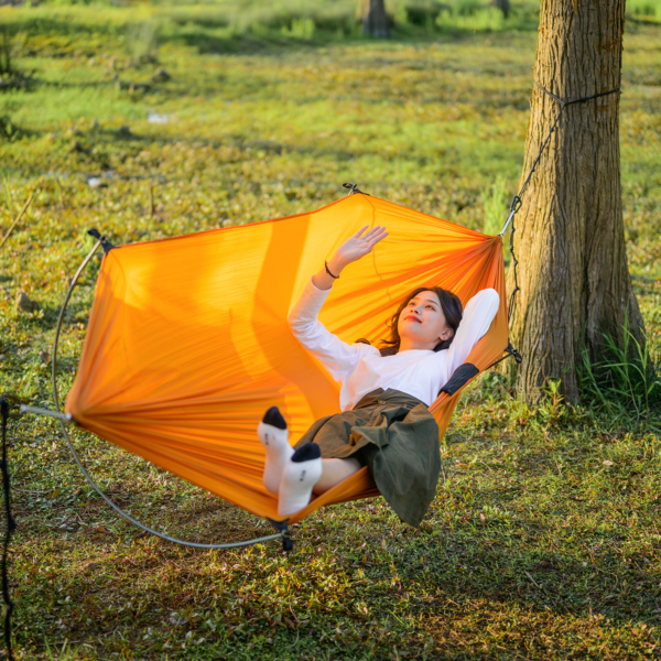 Naturehike Serie-Flyingboat hamaca con barra de flexión para camping, hamaca antideslizante, gran espacio, ocio, doble cuna, cama oscilante para acampar