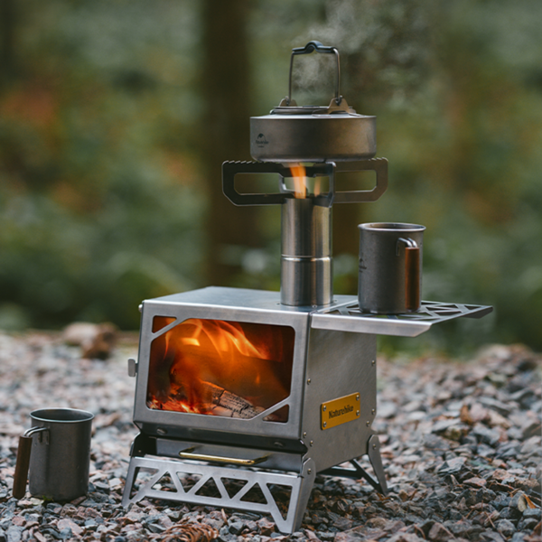 Naturehike Serie-IceRanger estufa de leña con calefacción, doble alas, portátil, de acero inoxidable, para exteriores, Camping, Picnic, barbacoa, tienda de escritorio