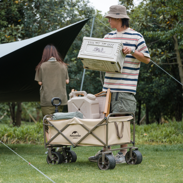 Naturehike Serie-Qingying 2.0 con gran ruedas carrito plegable de gran capacidad, carretilla portátil de gran capacidad de carga de 160L, 120KG, Con cuatro ruedas Off-Road y frena, para acampar, Picnic