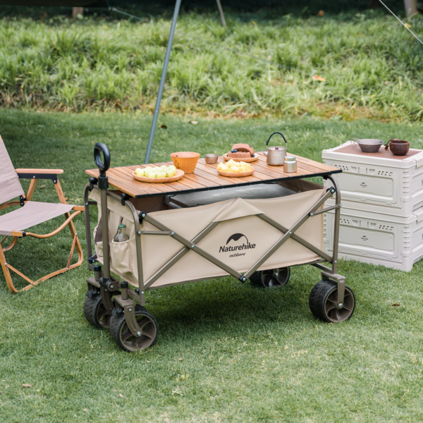 Naturehike Serie-Qingying 2.0 con gran ruedas carrito plegable de gran capacidad, carretilla portátil de gran capacidad de carga de 160L, 120KG, Con cuatro ruedas Off-Road y frena, para acampar, Picnic