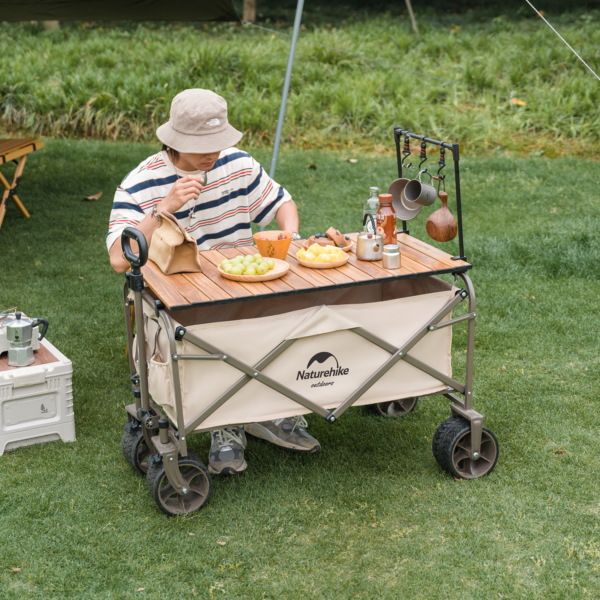 Naturehike Serie-Qingying 2.0 con gran ruedas carrito plegable de gran capacidad, carretilla portátil de gran capacidad de carga de 160L, 120KG, Con cuatro ruedas Off-Road y frena, para acampar, Picnic