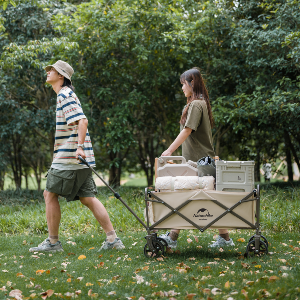 Naturehike Serie-Qingying 2.0 con gran ruedas carrito plegable de gran capacidad, carretilla portátil de gran capacidad de carga de 160L, 120KG, Con cuatro ruedas Off-Road y frena, para acampar, Picnic