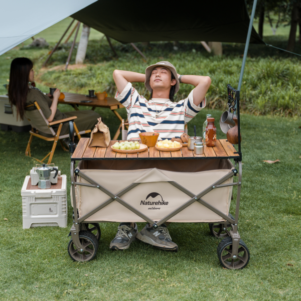 Naturehike Serie-Qingying 2.0 con gran ruedas carrito plegable de gran capacidad, carretilla portátil de gran capacidad de carga de 160L, 120KG, Con cuatro ruedas Off-Road y frena, para acampar, Picnic