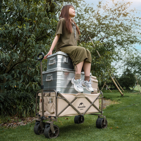 Naturehike Serie-Qingying 2.0 con gran ruedas carrito plegable de gran capacidad, carretilla portátil de gran capacidad de carga de 160L, 120KG, Con cuatro ruedas Off-Road y frena, para acampar, Picnic