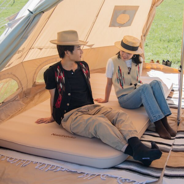 Naturehike Serie-Queso esponja auto inflable, cojín de aire acolchado para acampar al aire libre, colchón inflable individual y doble a prueba de humedad