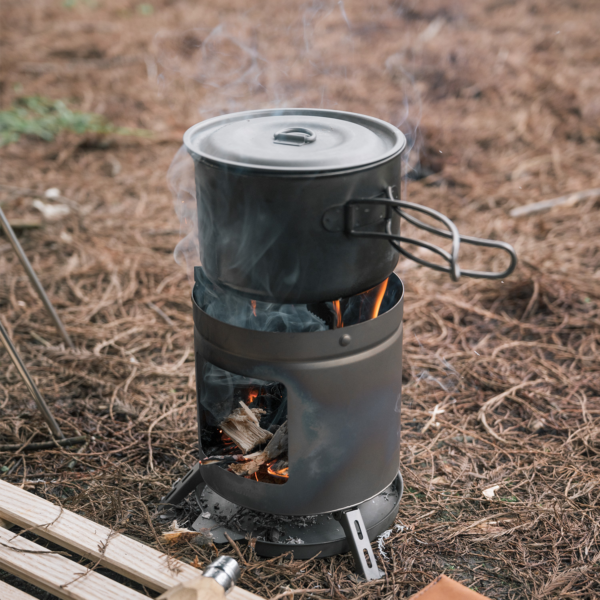 Naturehike Serie-Titanio Mini estufa de leña, quemador, horno de titanio, brasero, utensilios de cocina para acampar, diámetro Olla portátil ligera de 5-20cm