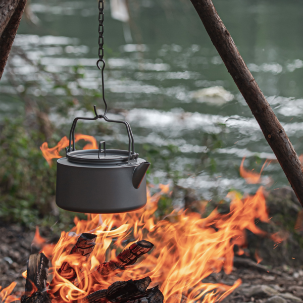 Naturehike Serie-Titano Hervidor de agua de titanio ultraligero, vajilla para exteriores, hervidor de agua para acampar, Picnic, cafetera portátil, Juego de tetera