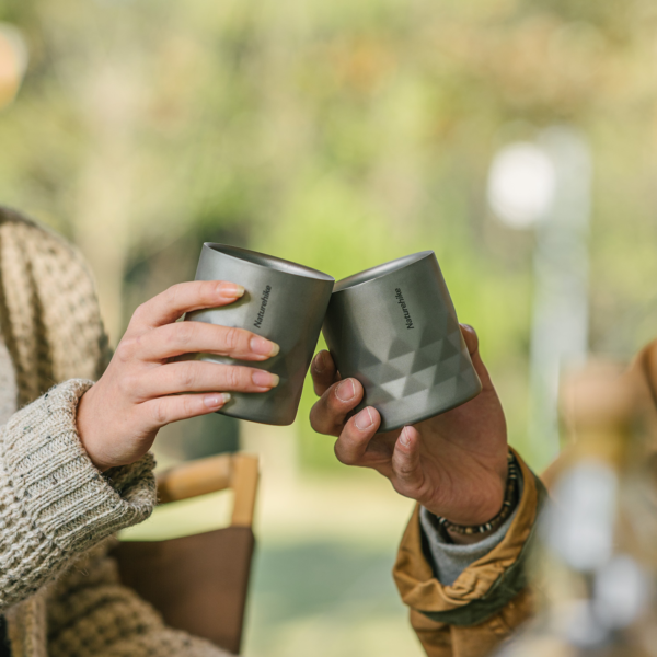 Naturehike Serie-Titano Taza de titanio ultraligera para acampada, tasa portátil de alta capacidad de 280ml, para viaje y aire libre.