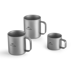 Naturehike Serie-Titano Taza portátil de titanio ultraligera para exteriores, taza de agua potable para Picnic, cerveza, vajilla para barbacoa, 120ml/300ml/375ml, 51g