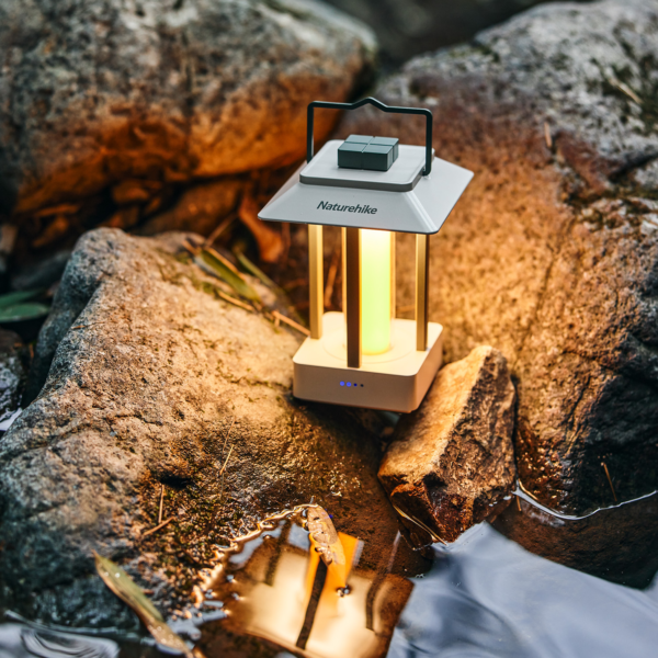 Naturehike Serie-Yuege Lámpara cuadrada para acampar, luz impermeable portátil para exteriores, 3 engranajes, atmósfera ajustable, lámpara colgante tipo C, carga