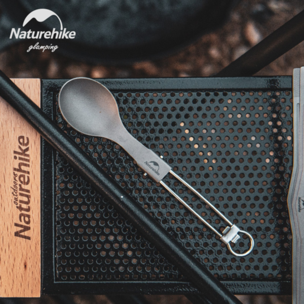 Naturehike Serie-titano vajilla plegable de titanio para acampar, cuchillo ligero, tenedor, cuchara, pinza de servir, vajilla portátil para exteriores, utensilios para acampar al aire libre