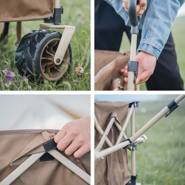 Naturehike Serie-Qingzhe con gran ruedas carrito plegable de gran capacidad, carretilla portátil de gran capacidad de carga de 210L, 80KG, Con cuatro ruedas Off-Road, para acampar, Picnic