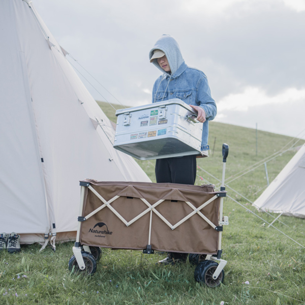 Naturehike Serie-Qingzhe con gran ruedas carrito plegable de gran capacidad, carretilla portátil de gran capacidad de carga de 210L, 80KG, Con cuatro ruedas Off-Road, para acampar, Picnic
