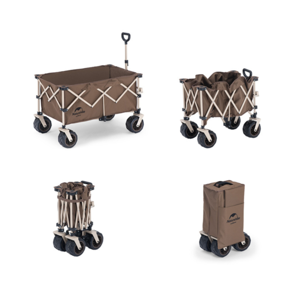 Naturehike Serie-Qingzhe con gran ruedas carrito plegable de gran capacidad, carretilla portátil de gran capacidad de carga de 210L, 80KG, Con cuatro ruedas Off-Road, para acampar, Picnic