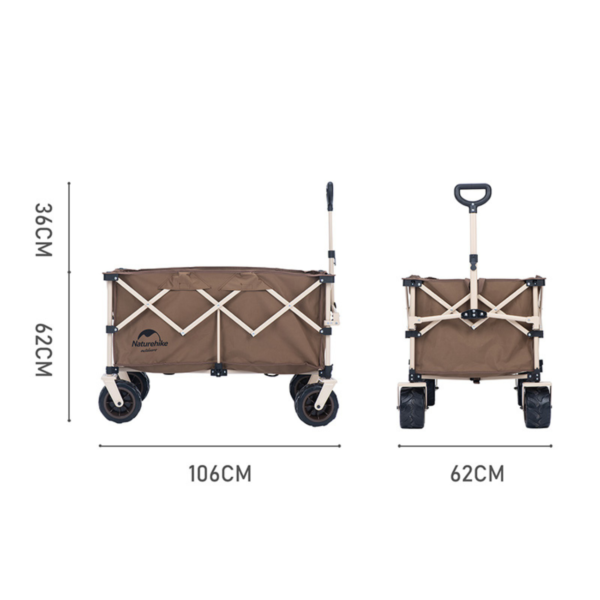 Naturehike Serie-Qingzhe con gran ruedas carrito plegable de gran capacidad, carretilla portátil de gran capacidad de carga de 210L, 80KG, Con cuatro ruedas Off-Road, para acampar, Picnic