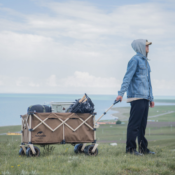 Naturehike Serie-Qingzhe con gran ruedas carrito plegable de gran capacidad, carretilla portátil de gran capacidad de carga de 210L, 80KG, Con cuatro ruedas Off-Road, para acampar, Picnic