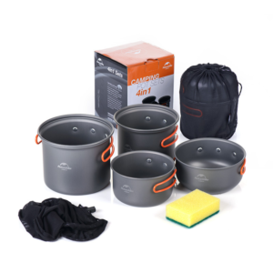 Naturehike Kits de olla, utensilios de cocina 4 en 1 para acampada, vajilla de aluminio para exterior, olla de Picnic, sartén, tazón, utensilios de cocina para senderismo