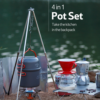 Naturehike Kits de olla, utensilios de cocina 4 en 1 para acampada, vajilla de aluminio para exterior, olla de Picnic, sartén, tazón, utensilios de cocina para senderismo