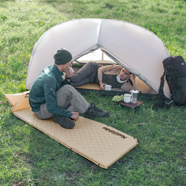 Naturehike Serie-10D colchoneta autoinflable portátil para acampar al aire libre con almohadilla para dormir individual/doble, autoinflable Pillow con esterilla