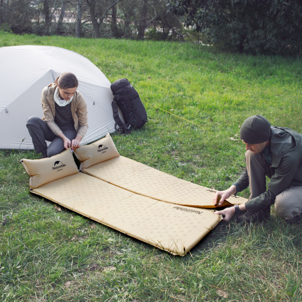 Naturehike Serie-10D colchoneta autoinflable portátil para acampar al aire libre con almohadilla para dormir individual/doble, autoinflable Pillow con esterilla