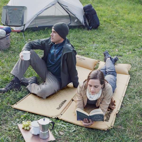 Naturehike Serie-10D colchoneta autoinflable portátil para acampar al aire libre con almohadilla para dormir individual/doble, autoinflable Pillow con esterilla