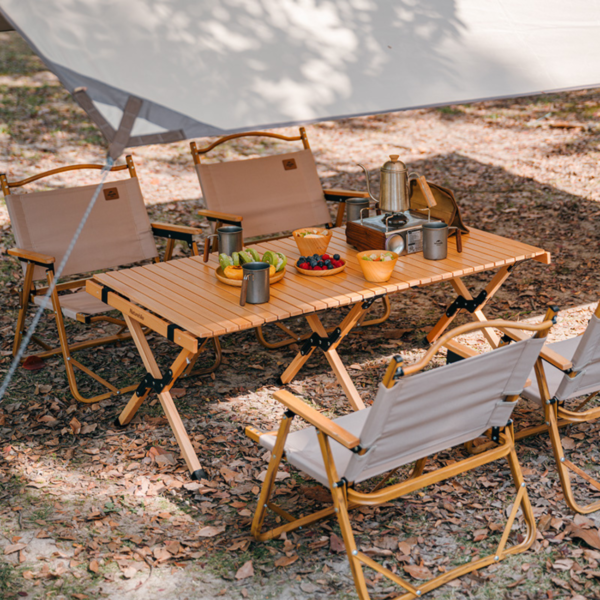 Naturehike Serie-Fangjian mesa plegable para exteriores, muebles portátiles de madera para aire libre, rodamiento, con capacidad de carga 30KG