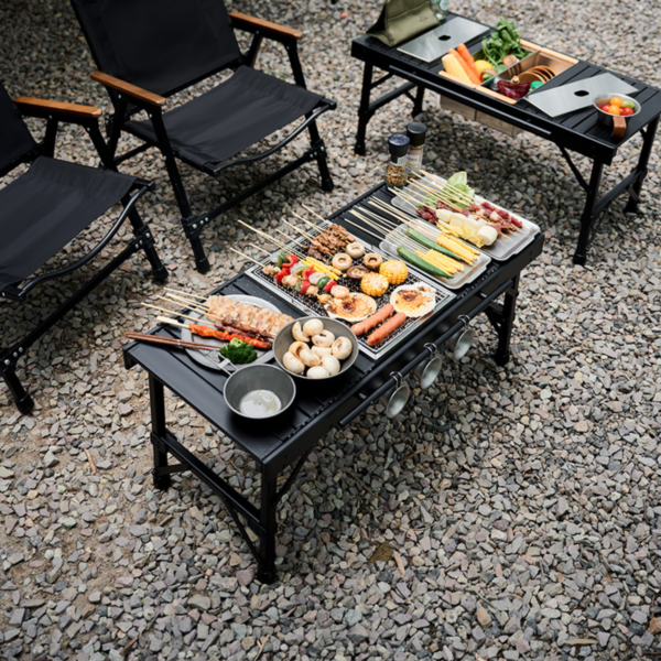 Naturehike Serie-IGT Mesa de combinación plegable de haya para exteriores, mesa de comedor portátil de aleación de aluminio para acampar y barbacoa, con soporte de carga de 30kg