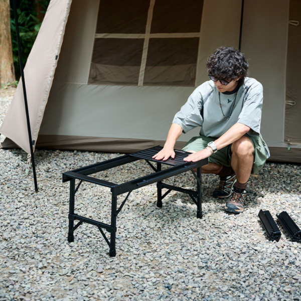 Naturehike Serie-IGT Mesa de combinación plegable de haya para exteriores, mesa de comedor portátil de aleación de aluminio para acampar y barbacoa, con soporte de carga de 30kg