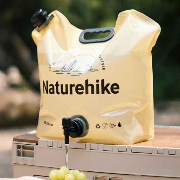 Naturehike Serie-Lingwo bolsa de agua para exteriores, contenedor de agua portátil de gran capacidad con asa de grifo, plegable, para Camping, senderismo y emergencia, 10L