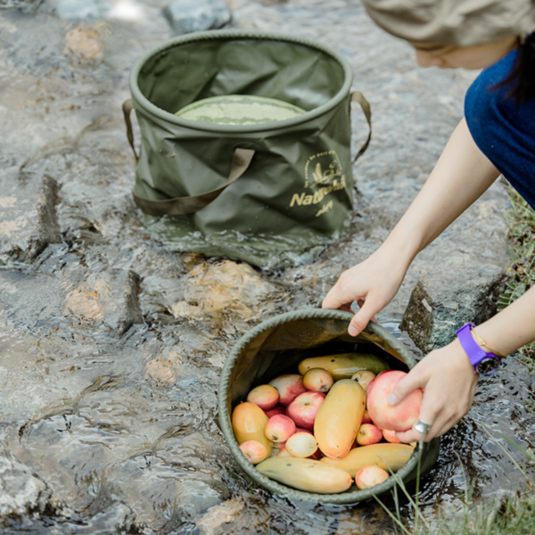 Naturehike Serie-Lingwo cubo de agua redondo plegable de 10/20L, cubo de almacenamiento portátil duradero, herramientas multifuncionales para pesca, Camping y senderismo
