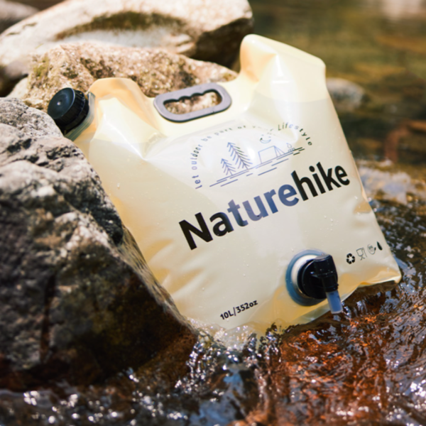 Naturehike Serie-Lingwo bolsa de agua para exteriores, contenedor de agua portátil de gran capacidad con asa de grifo, plegable, para Camping, senderismo y emergencia, 10L