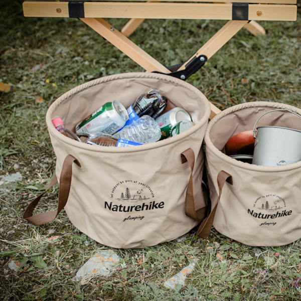 Naturehike Serie-Lingwo cubo de agua redondo plegable de 10/20L, cubo de almacenamiento portátil duradero, herramientas multifuncionales para pesca, Camping y senderismo