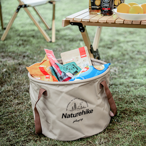 Naturehike Serie-Lingwo cubo de agua redondo plegable de 10/20L, cubo de almacenamiento portátil duradero, herramientas multifuncionales para pesca, Camping y senderismo