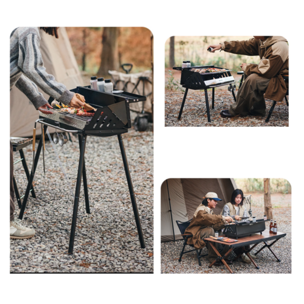 Naturehike Serie-Moyan Parrillas vertical de barbacoa, parrillas multifuncional con pata o sin pata a la mesa y suelo, portátil ligero para acampar, Picnic al aire libre, caja de estufa de cocina