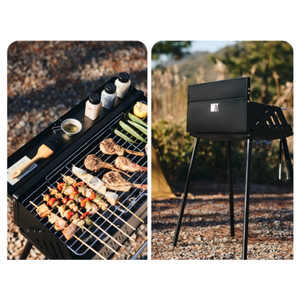 Naturehike Serie-Moyan Parrillas vertical de barbacoa, parrillas multifuncional con pata o sin pata a la mesa y suelo, portátil ligero para acampar, Picnic al aire libre, caja de estufa de cocina