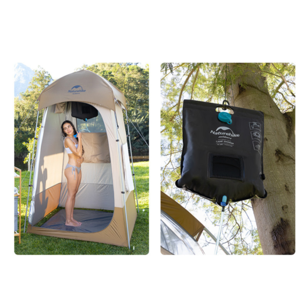 Naturehike Serie-Muchen ducha con calefacción Solar para exteriores, bolsa de EVA portátil de 20L, con temperatura de 40-50ºC, piezas de ducha portátil, Ligero de 420g