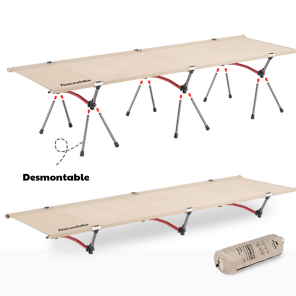 Naturehike Serie-XJ04 Cama plegable plegable portátil de aleación de aluminio para acampar, tienda de campaña, ultraligera, plegable, cómoda, de alta resistencia, para interiores/ exteriores